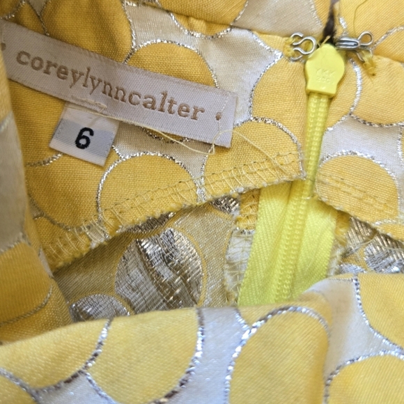 Corey Lynn Calter Suzi Rolled Collar Yellow Swing Dress Size 6 - Picture 8 of 14